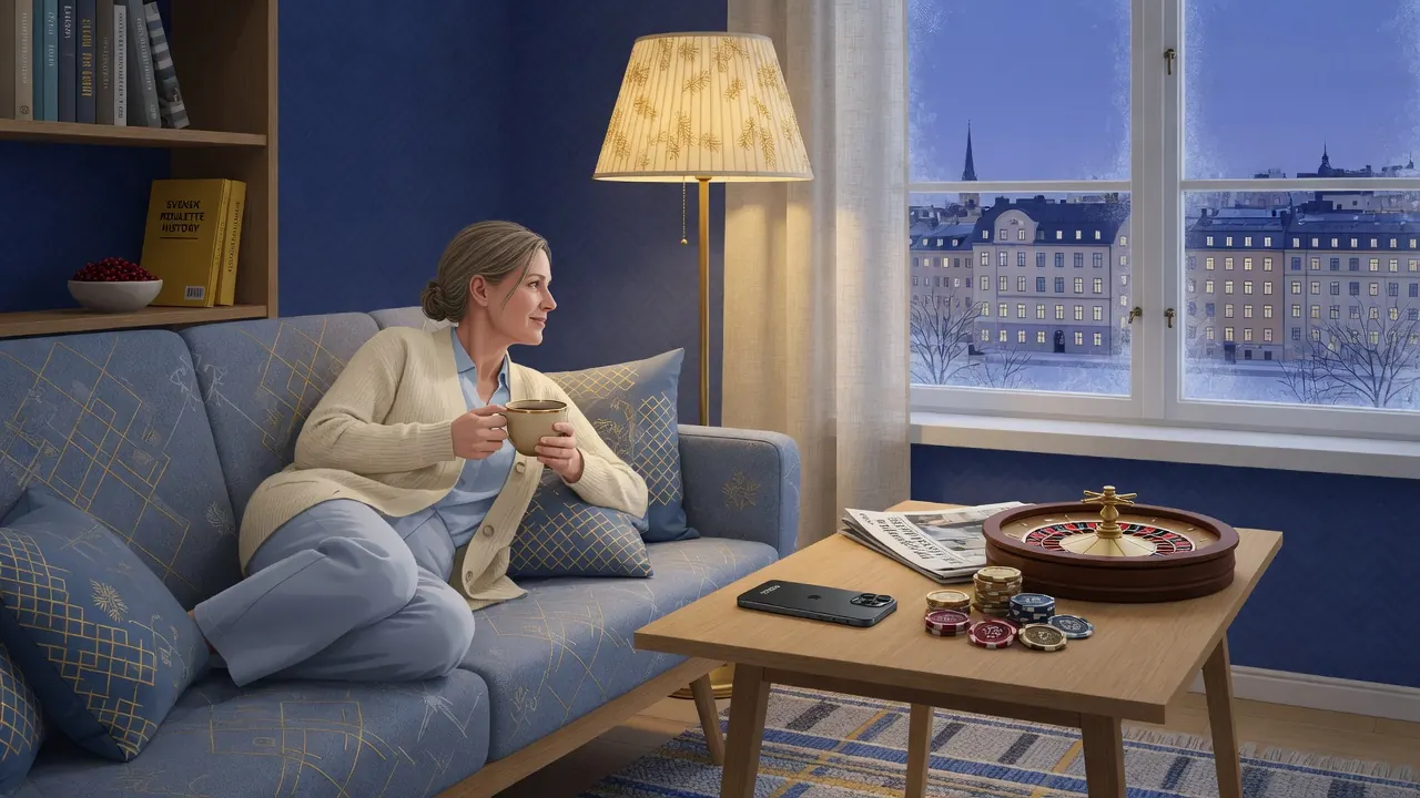 Avslappnad svensk hemmakväll med casinotema och gratis snurr