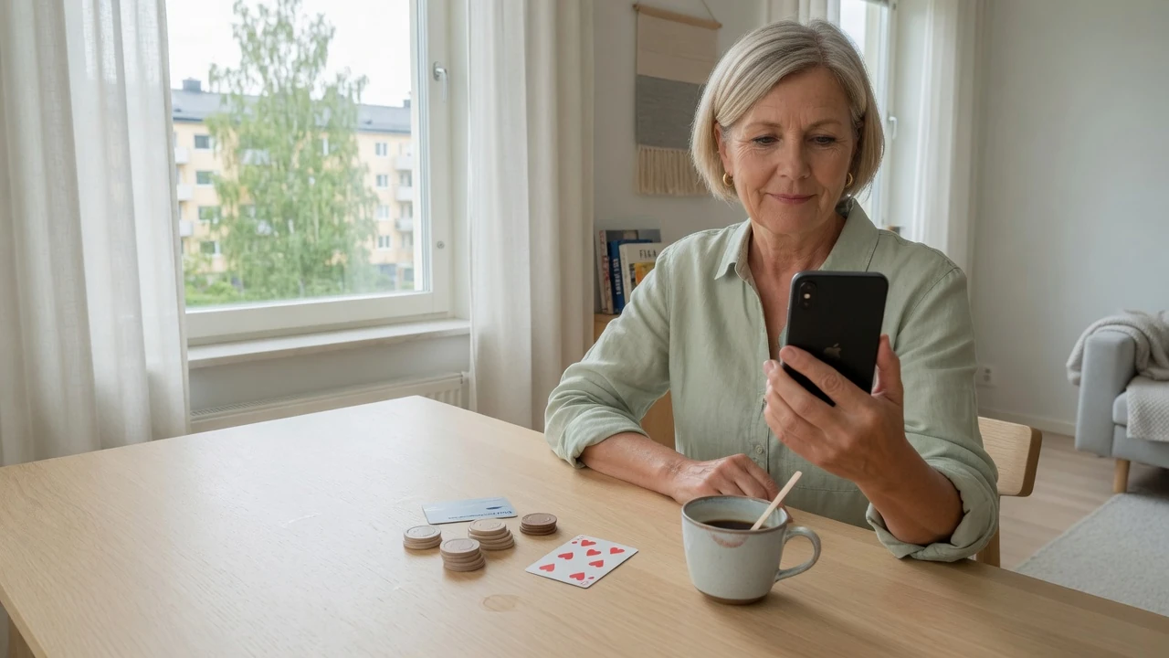 Svensk spelare använder BankID via Trustly vid ett minimalistiskt skandinaviskt bord