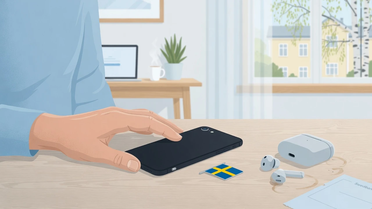 Smartphone med BankID och svensk kontext, modern casinotema